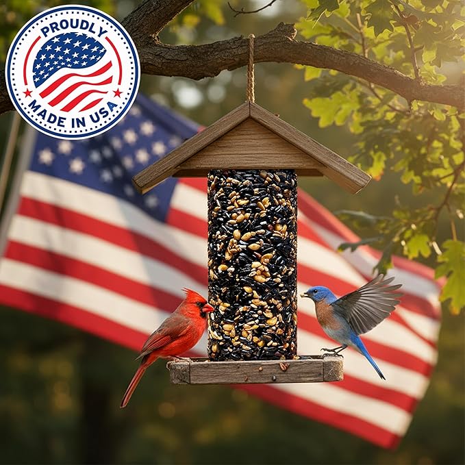 Hot Pepper Bird Seed Cylinders with Hole – Spicy Birdseed to Reduce Squirrels – Bird Seeds for Outside Wild Birds – No Mess Birdseed – Hot Birdseed, No Filler – USA Made (4" x 7.75") 2 Pack