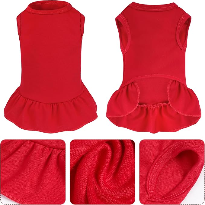 2 Pcs Dog Dress Cute Cat Skirt Solid Color Summer Clothes for Small Pet Dogs Cat (Black,Red, X-Small)