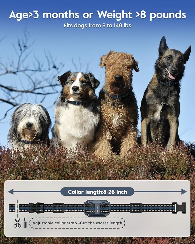 SLOPEHILL Dog Training Collar with Remote, 4200FT Electric Shock Collar,Waterproof E-Collar with Beep, Vibration, Shock, Flash Light and No Shock Mode, for 8-140lbs Small Medium Large Dogs,Dark Blue