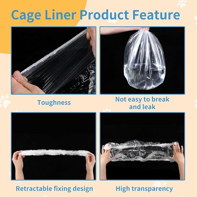 50 Pcs Disposable Cage Liners 27.6' X 19.7'' - Clear, Plastic Toilet Film for Bunny, Hamster, Totoro, Hedgehog, Guinea Pig & Small Animal Habitats