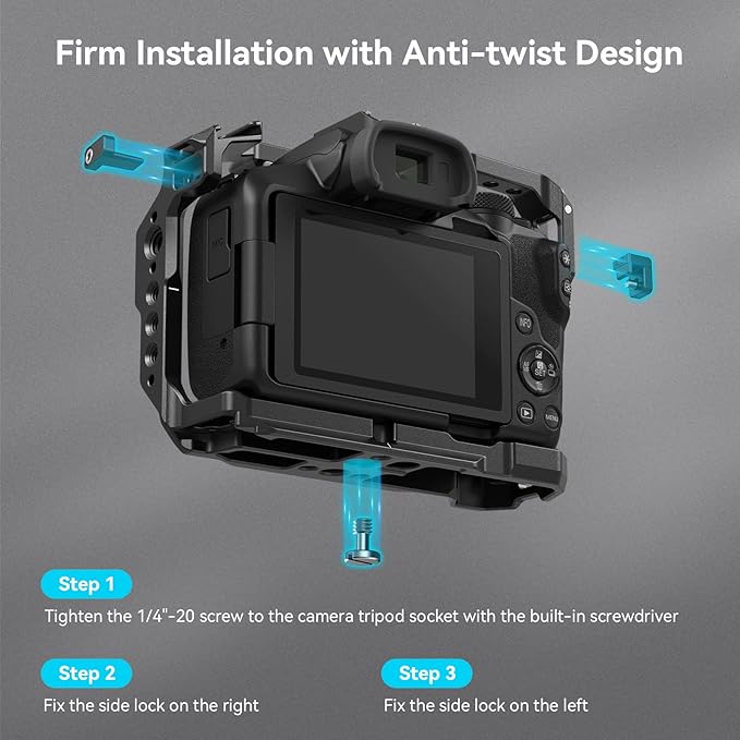SmallRig R50 Cage for Canon R50 Camera, Aluminum Alloy with Quick Release Plate for Arca Stand, Cold Shoe, NATO Rail and Threaded Holes - 4214