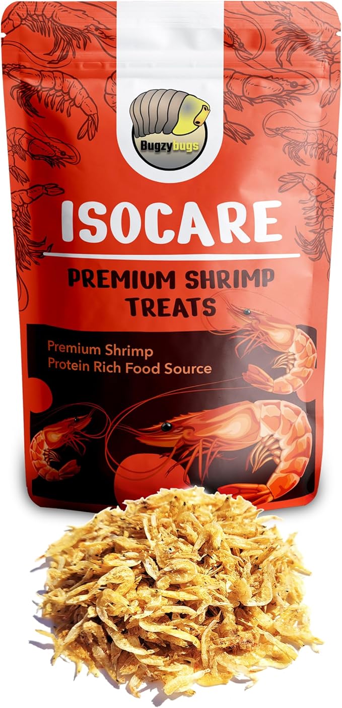 Isocare Premium Dried Shrimp Treats Protein Rich Food Source for Isopods Insects Reptiles Feeders Invertebrates