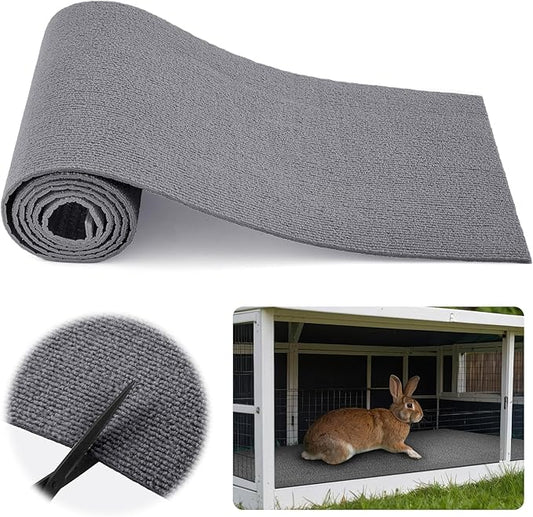 Rabbit Scratch Mat 12Inch x 6.56ft Self Adhesive Bunny Scratching Pad Cuttable Claw and Teeth Care Rabbit Mat Chew Toys for Cage Small Animal Scratching Rug for Biting Sleeping Nesting(Gray)