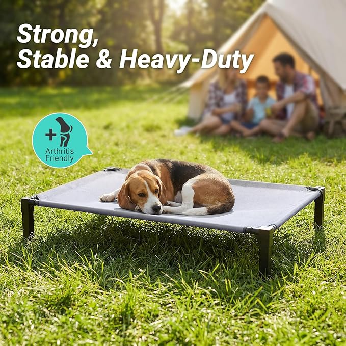 Niubya Elevated Outdoor Dog Bed, Cooling Elevated Pet Cot, Steel-Framed and Non-Slip Feet, Raised Dog Bed with Waterproof, Washable, Breathable Teslin Mesh, 51in