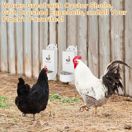 Chicken Grit and Oyster Shell Feeder,Metal Automatic Chicken Feeder,Chicken coop Accessories Poultry feeders, Suitable for Quail, Pigeons, Doves, Chicks