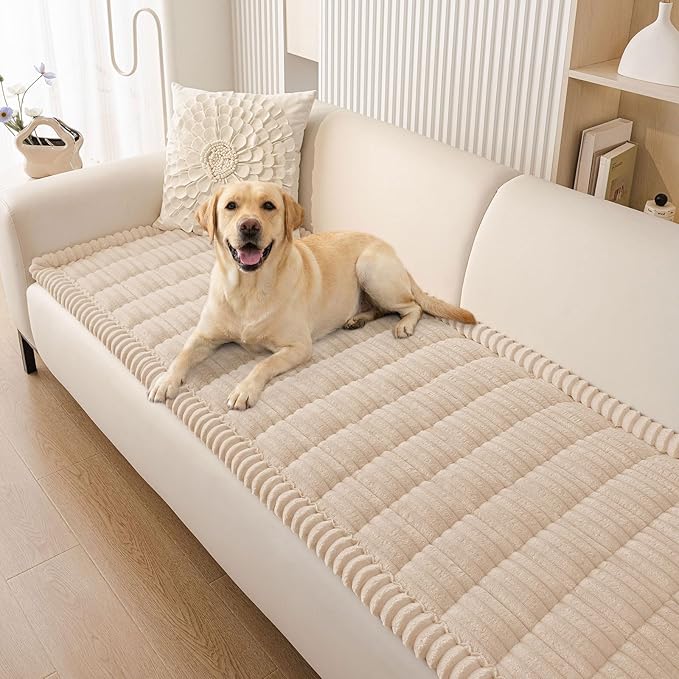 Smiry Couch Cover for Dogs, Non Slip Washable Sofa Protector for Pets, Soft Furniture Cover for Pet, Stylish Sofa Covers, Cozy Protect Against Fur, Dirt & Everyday Messes (Apricot, 27.6" x 47")