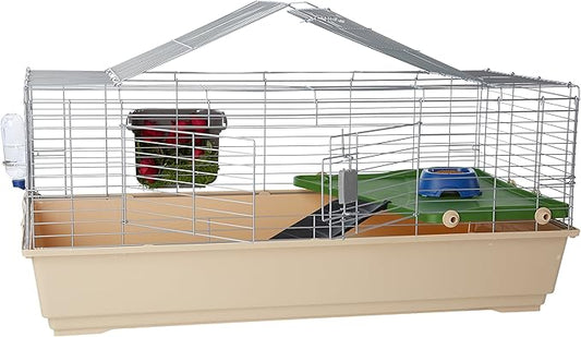 Amazon Basics Top Access Small Animal Habitat for Rabbit, Guinea Pig, Ferret & Chinchilla with Accessories, Jumbo, 48.6"L x 26.6"W x 20.6"H, Multicolor