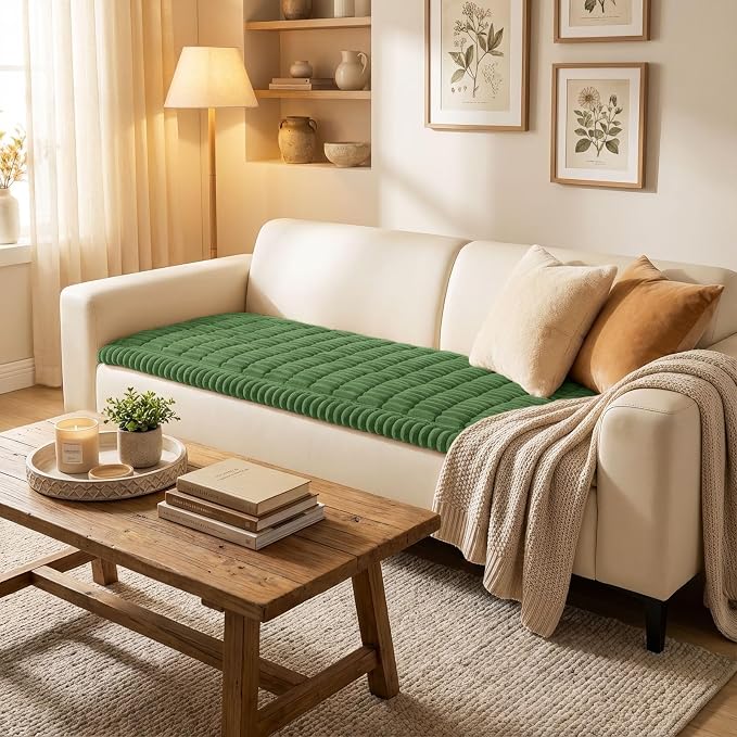 Smiry Couch Cover for Dogs, Non Slip Washable Sofa Protector for Pets, Soft Furniture Cover for Pet, Stylish Sofa Covers, Cozy Protect Against Fur, Dirt & Everyday Messes (Olive Green, 43" x 63")