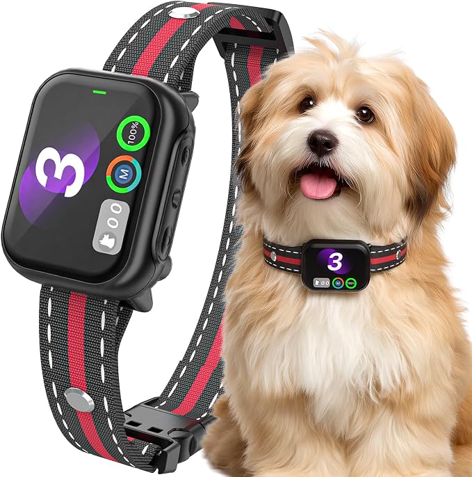 RPZ Smart Dog Bark Collar for Small Medium Large Dogs 8-150 Lbs, Red | Rechargeable anti barking collar with bark count tracking, 4 training modes, 3 sensitivity levels and IP67 waterproof