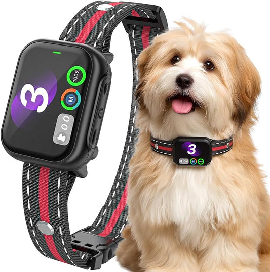 RPZ Smart Dog Bark Collar for Small Medium Large Dogs 8-150 Lbs, Red | Rechargeable anti barking collar with bark count tracking, 4 training modes, 3 sensitivity levels and IP67 waterproof