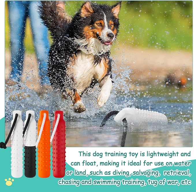 Blueweenly 4 Pcs Dog Bumper Toy for Water Retrieving Plastic Puppy Training Dummy Dog Float Toy Lightweight for Float on The Water Pool Outdoor Training Hunting Fetching (Multicolor)