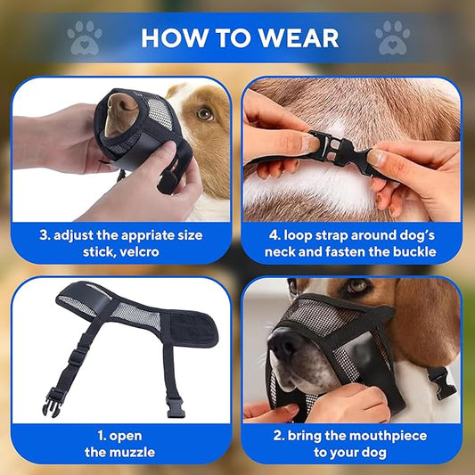 Evollax Dog Muzzle Medium Sized Dogs - Soft Muzzle for Medium Sized Dog with Air Mesh | Adjustable Mussle to Stop Biting Barking and Chewing | Allows Panting and Drinking