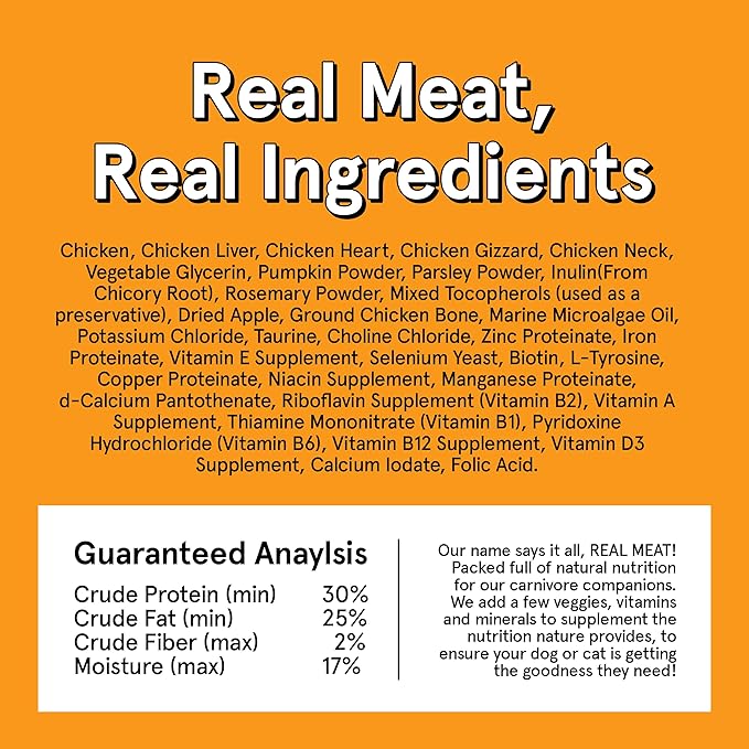 TRMC Real Meat Air Dried Cat Food & Dog Food w/Real Chicken - 14oz of USA-Crafted Grain-Free Dry Dog & Cat Food Sourced from Free-Range, Cage-Free Chicken - All Natural, High Protein Pet Food