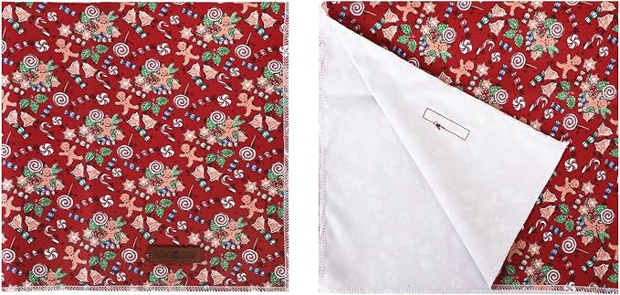lionet paws Christmas Dog Bandana,Christmas Gingerbread Man Fabric Dogs Kerchief for Small Medium Dogs,Dog Cotton Red Triangle Bibs Scarf for Girl Boy