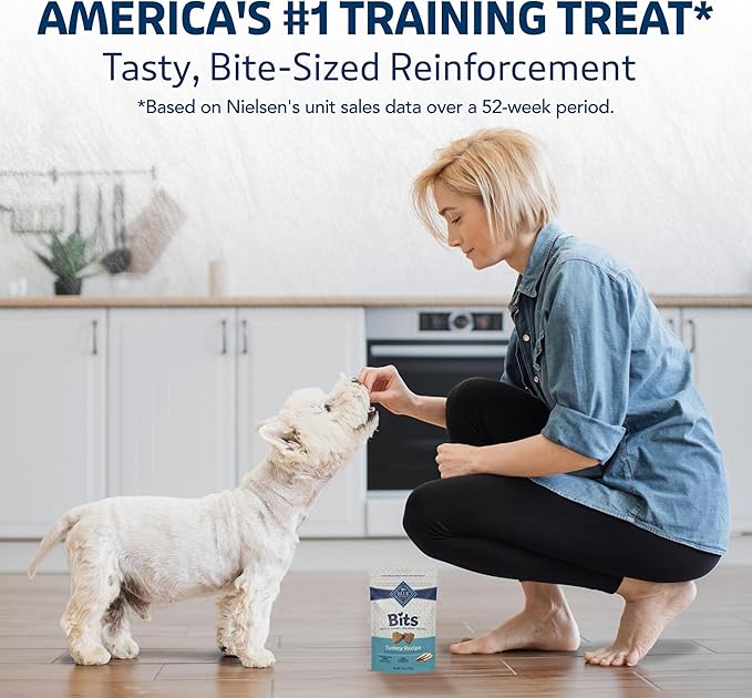 Blue Buffalo Bits Soft Dog Treats for Training, Made with Natural Ingredients & Enhanced with DHA, Turkey Recipe, 4-oz Bag (Pack of 6)