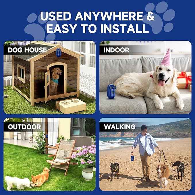 BOKKY 2 Pack Dog Bark Deterrent Devices in 3 Adjustable Modes Convertible Waterproof Anti Barking Silencer for Dog - Ideal for Outdoor and Indoor(Blue)