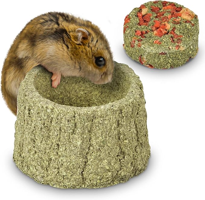 ERKOON 100% Edible Premium Timothy Hay Chew A Bowl for Rabbits, Chinchilla Treats, Chew Toys for Teeth Guinea Pigs and Mice
