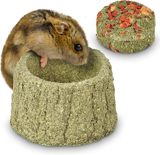 ERKOON 100% Edible Premium Timothy Hay Chew A Bowl for Rabbits, Chinchilla Treats, Chew Toys for Teeth Guinea Pigs and Mice