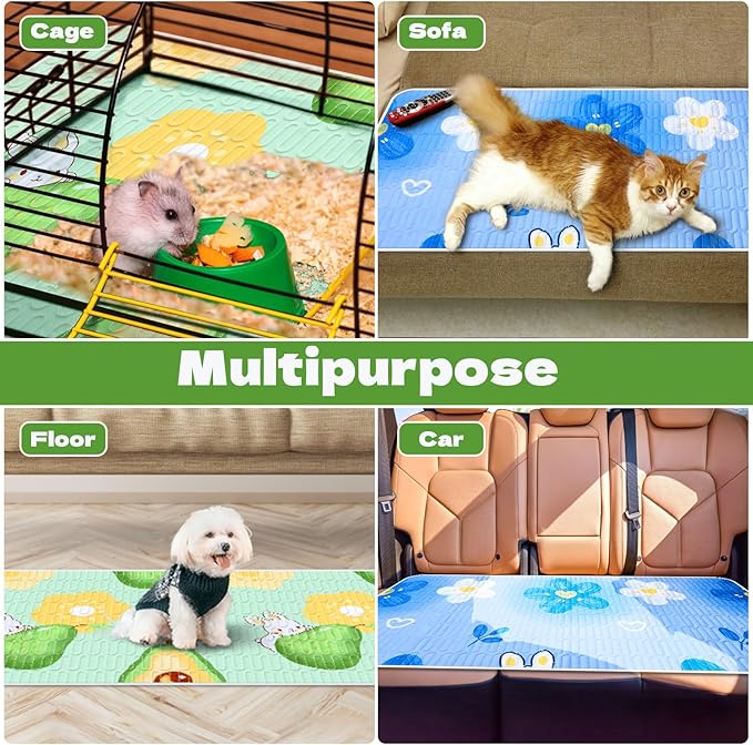 4 Pcs Reusable Washable Bedding, Waterproof Pee Pads for Hamsters, Rabbits, Squirrels - 18"