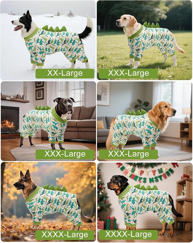 CuteBone Dinosaur Costume Dog Pajamas, Stretchy Spandex Crystal Velvet Sleepwear Coat for Small Dogs, Soft & Warm Pet Outfit Clothes for Cold Weather, Cozy Pullover Design COSP05-3XL