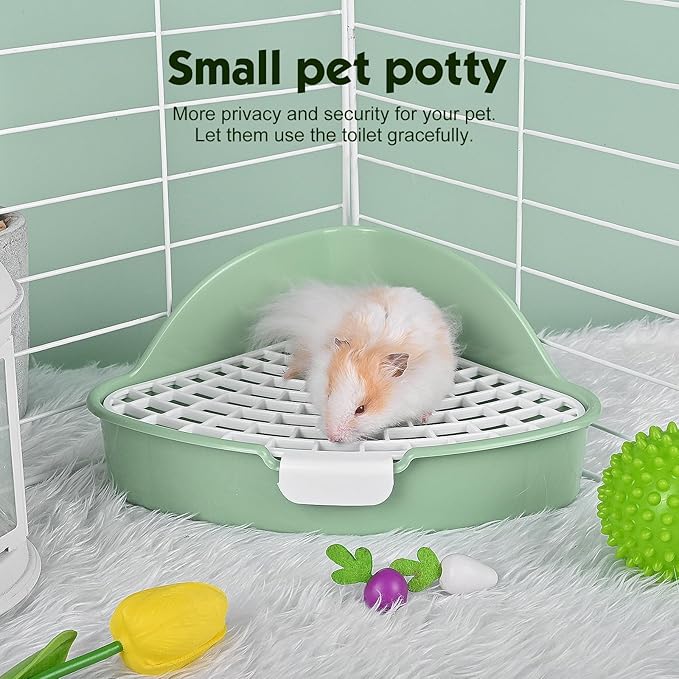 RUBYHOME Triangle Rabbit Litter Box Bunny Potty Training Corner Small Animal Toilet Litter Box Pet Toilet Bedding Pee Pan Tray for Baby Rabbit,Guinea Pigs,Chinchillas,Ferrets