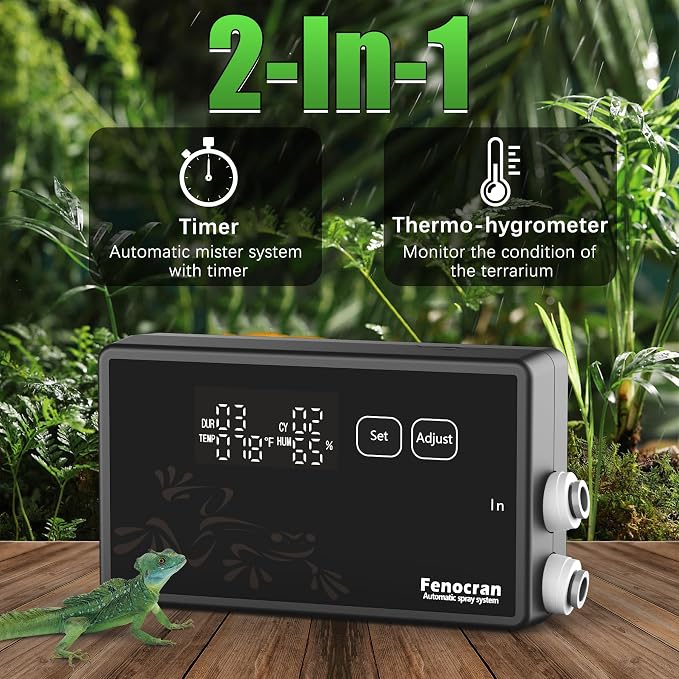 Fenocran Automatic Reptile Mister System, Reptile Humidifiers Smart Misting System
