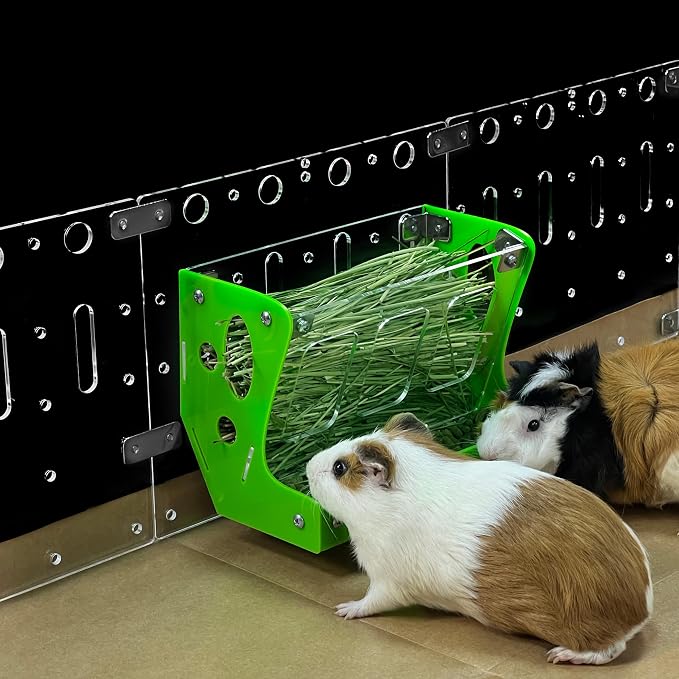 GuineaLoft™ Custom 2-in-1 Hay & Food Feeder - Multiple Colors Options for Guinea Pigs, Rabbits, and Chinchillas – No- Waste Hay Rack with Dual-Compartment Bowl, Easy Cage Mount, Space-Saving Design