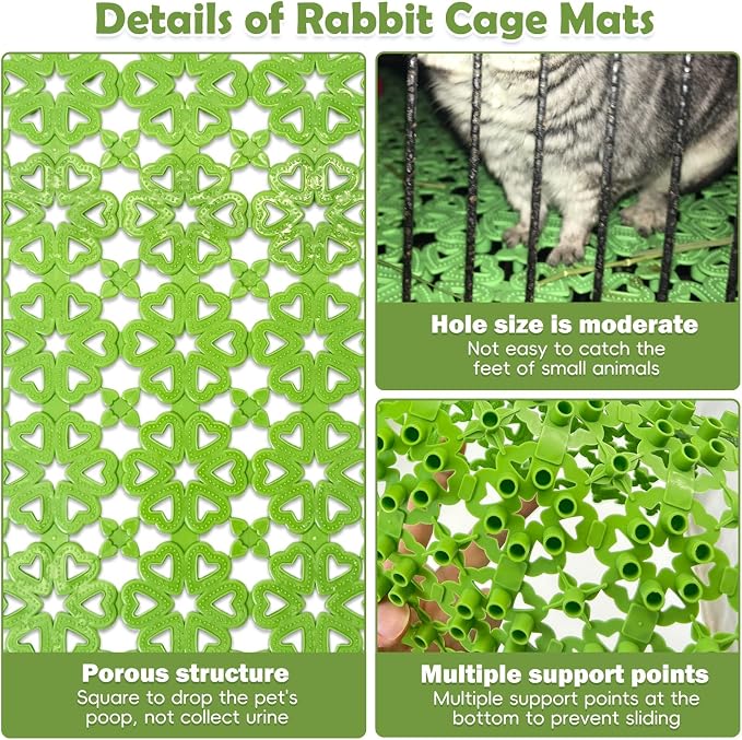 kathson 8PCS Rabbit Feet Pad Plastic Cage Mat Floor Mats Bunny Hole Leak Water Pads for Pet Cats Dogs Hamster Rat Chinchilla Guinea Pig and Other Small Animals