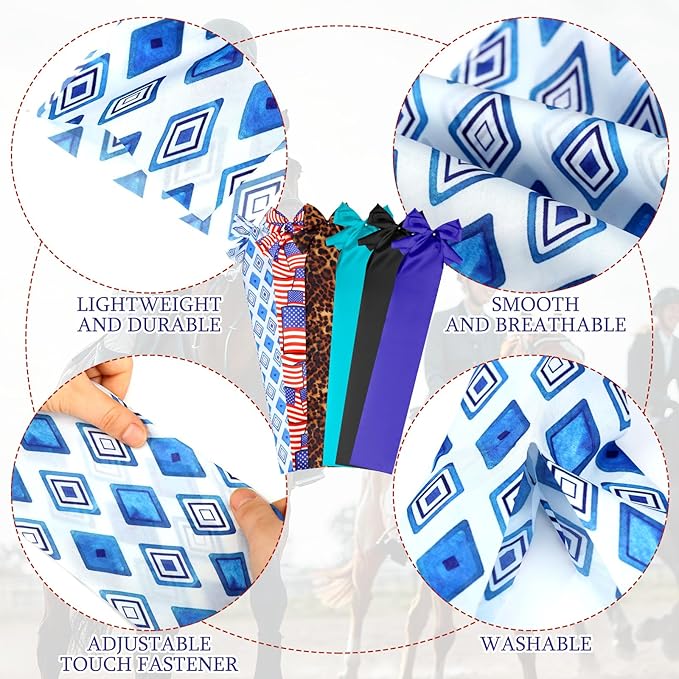 Huhumy 6 Pcs Horse Tail Bag Breathable Guard 22" Slip on Horse Care Tail Wrap 2 Strand Closure Straps Grooming Supplies to Keep from Dirt Breakage Rubbing 6 Designs(Modern Style)