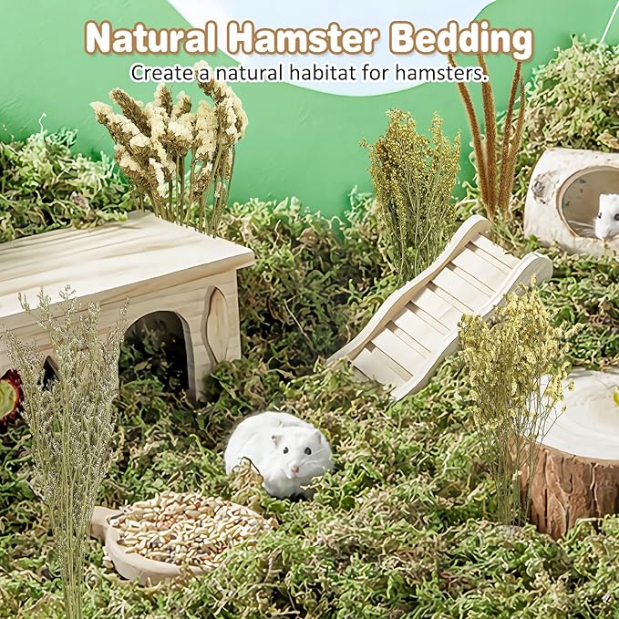 Fhiny Natural Hamster Bedding, Flower & Herb Hamster Bedding Mate Hamster Sprays Gerbil Habitat Decor Accessories for Dwarf Syrian Hamster Gerbil Mouse Mice Degus Lemming or Other Small Pets
