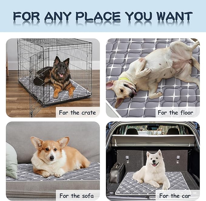 Bubble bear Dog Crate Mat - Ultra Soft, Washable & Anti-Slip Kennel Pad for Small/Medium/Large Dogs, Dark-Hued to Hide Stains (59"x35")