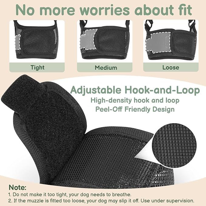 Mayerzon Mesh Dog Muzzle, Adjustable Muzzle for Small Medium Dogs, Prevent Fierce Barking Biting Eating, Ideal for Grooming Vet Visits Walking, Allow Panting & Drinking, Soft & Breathable (Black, S/M)