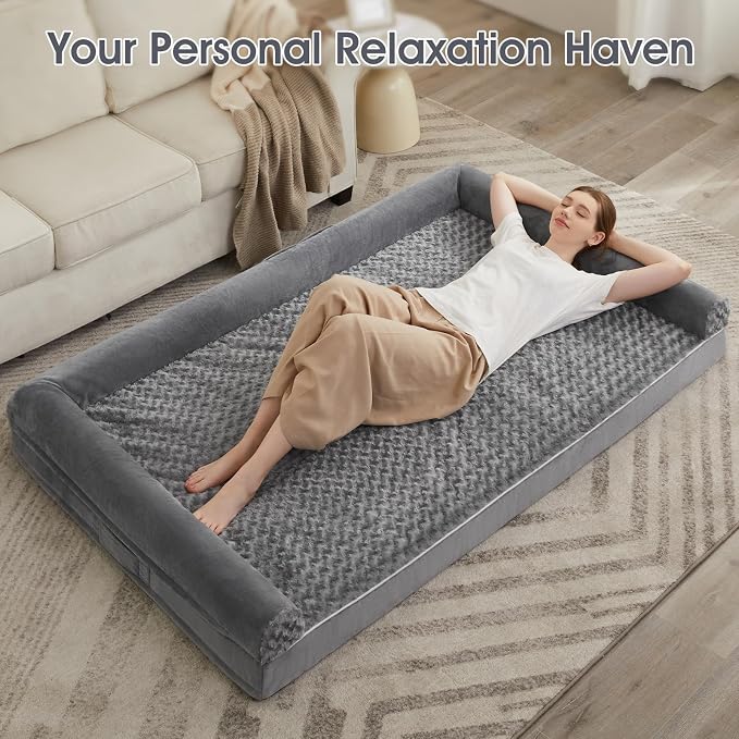 BFPETHOME Orthopedic Washable Dog Beds Large Sized Senior Dog for Comfy Sleeping with Removable Cover, Waterproof Big Soft Pet Couch Bed for Dogs Relax