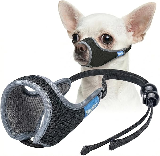One-Pull Adjustable Dog Muzzle for Small Dogs, No Size Guessing, Soft Comfort Fit, Allows Panting & Drinking, Prevents Biting, Size 0 (Snout Length: 0.9–1.4")