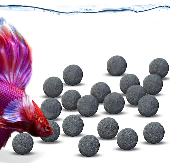 JOR Betta Balls, Water Conditioner Gray Beads for Crystal Clear Water, Vibrant Energetic Fish, Stabilizes pH, Aquarium Tank Decor, 20 pcs