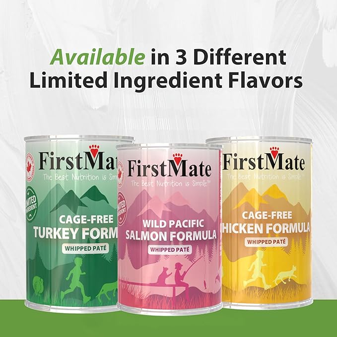 FirstMate Wet Cat Food Limited Ingredient Cage-Free Turkey Formula – Grain Free, High Protein, Single Ingredient, Canned Cat Food – 12.2 oz Case of 12