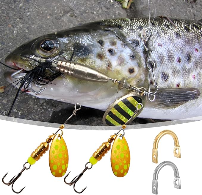 120 PCS Fishing Clevis Easy Spin U-Shaped Brass Links, Quick Changing Fishing Spinner Clevis Spinnerbait Spinner Blade for Lure Making Fish Freshwater Saltwater