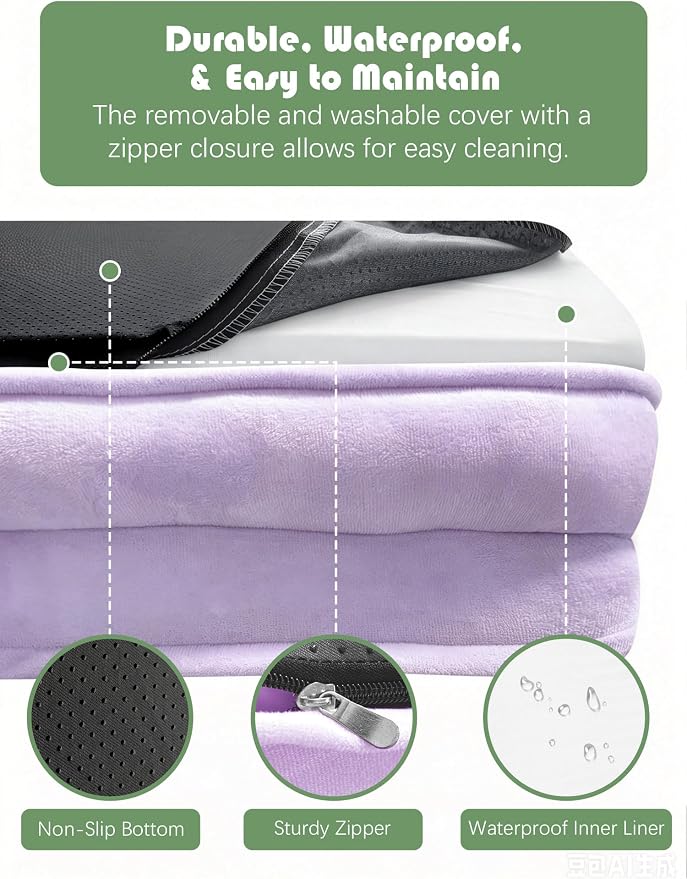 Spotted Play Orthopedic Dog Bed with Sides - Sofa Beds for Extra Large Dogs, Supportive Foam Pet Couch Bed with Washable Removable Cover, Waterproof Lining and Non-Slip Bottom, Purple - XXL