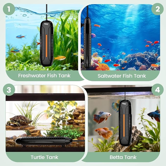 hygger 1200W Aquarium Heater with Controller, Submersible Fish Tank Heater Intelligent Leaving Water Automatica Stop Heating and Overheat Protection,132-264 Gal Turtle Heaters for Freshwater Saltwater