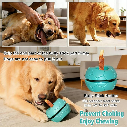 Treat Dispensing Dog Toys & Bully Stick Holder, Durable Natural Rubber Chew Toys for Aggressive Chewers, Large/Medium Dogs, Interactive Puzzle to Relieve Boredom, Choking Prevention, Dishwasher Safe