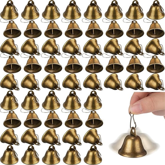 Gejoy Craft Small Brass Bells for Crafts Mini Vintage Bells with Spring Hooks Tiny for Hanging Wind Chimes Making Dog Training Doorbell Wedding Decor, 1.65 x 1.5 Inch (Bronze,120 Pieces)