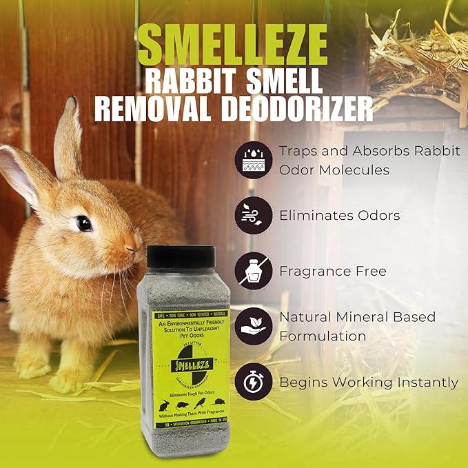 SMELLEZE Natural Rabbit Odor Eliminator Deodorizer: 2 lb. Granules Removes Urine & Poop Stench