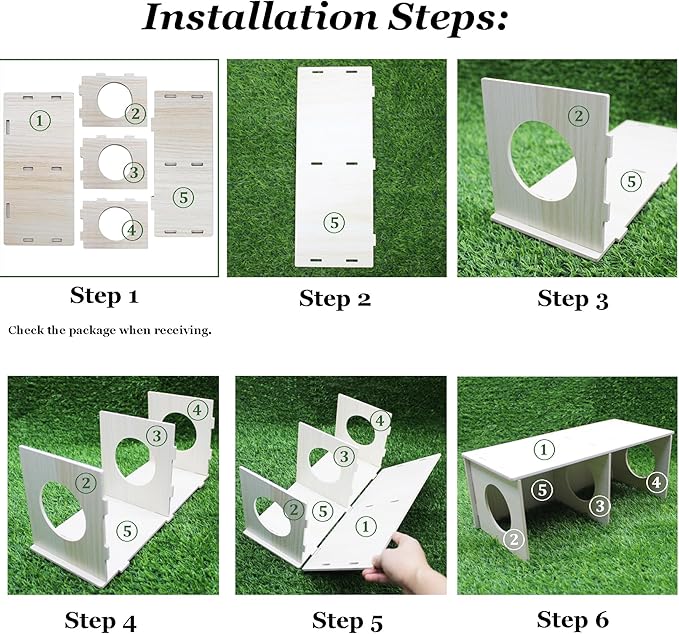 Amonk Large 2-Chamber Hideout 14x5.5x6in Wooden Hamster Secret Peep Shed Exploring Toys for Gerbils, Guinea Pigs, and Other Small Pet Animals