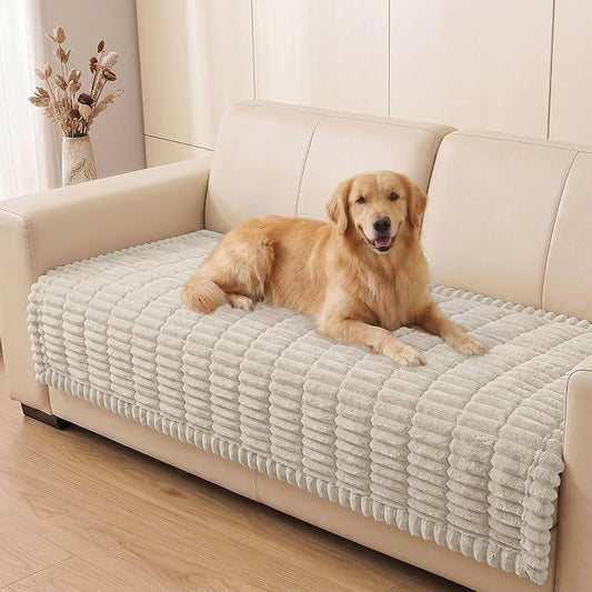 Smiry Couch Cover for Dogs, Non Slip Washable Sofa Protector for Pets, Soft Furniture Cover for Pet, Stylish Sofa Covers, Cozy Protect Against Fur, Dirt & Everyday Messes (White, 35.4" x 70.9")
