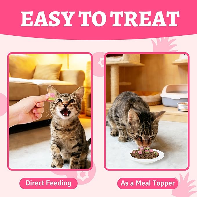 Just Try 3.52 oz Freeze Dried Cat Treats for Indoor Cats High Protein Training Treats Food Topper, Cat Grass Treats Hairball Control & Cranberry for Urinary Tract Health