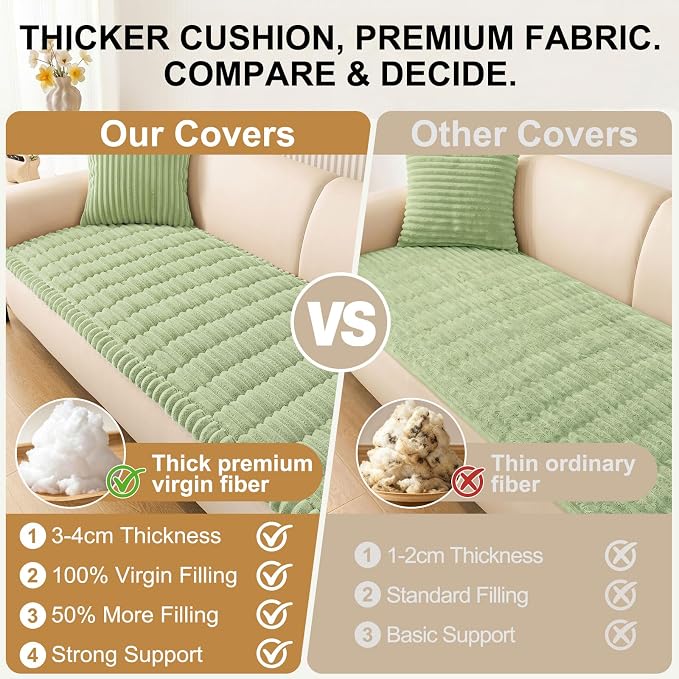 Smiry Couch Cover for Dogs, Non Slip Washable Sofa Protector for Pets, Soft Furniture Cover for Pet, Stylish Sofa Covers, Cozy Protect Against Fur, Dirt & Everyday Messes (Green, 27.6" x 70.9")