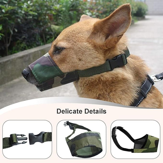 Dog Muzzles Suit, 7 PCS Adjustable Breathable Safety Small Medium Large Extra Dog Muzzles for Anti-Biting Anti-Barking Anti-Chewing Safety Protection (Camouflage)