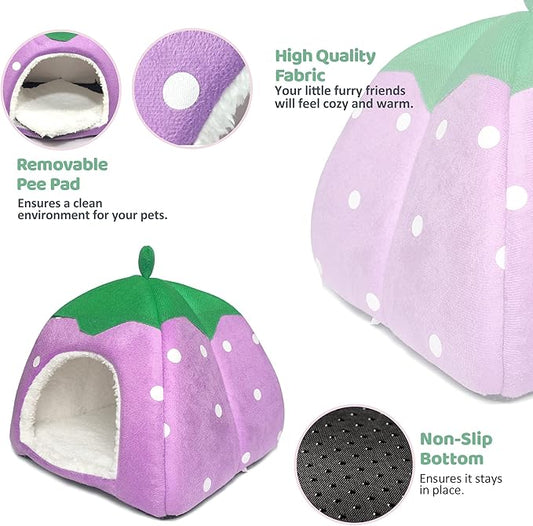 Guinea Pig Hideout Bed Dwarf Rabbit House Cave Accessories Cozy Hide-Out for Little Bunny Hedgehog Ferret Chinchilla&Other Small Animals