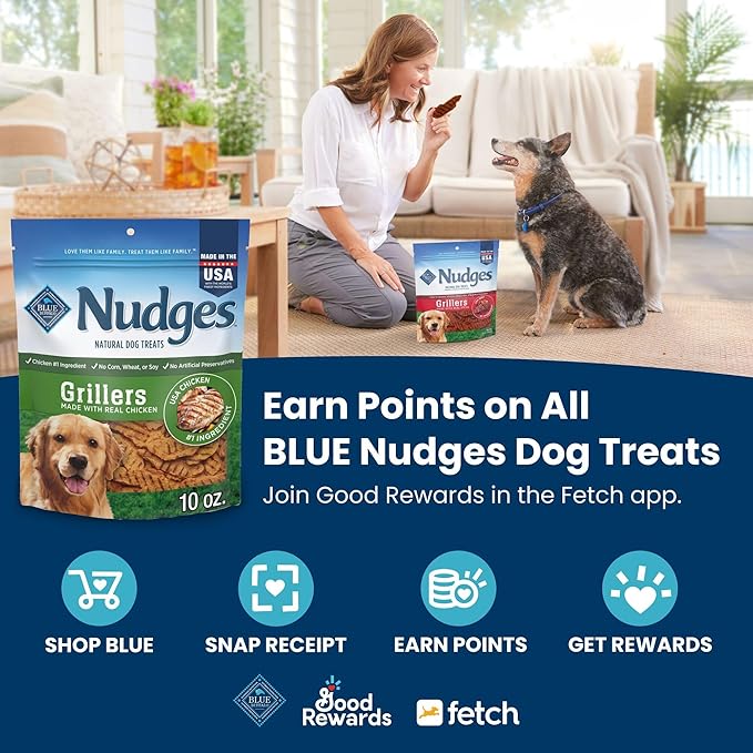 Blue Buffalo Nudges Homestyle Natural Dog Treats, Made in the USA with Real Chicken, Peas, and Carrots, 16-oz. Bag (Pack of 5)