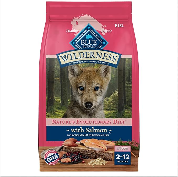 Blue Buffalo Wilderness High-Protein Natural Dry Food for Puppies, Salmon Recipe, 13-lb. Bag
